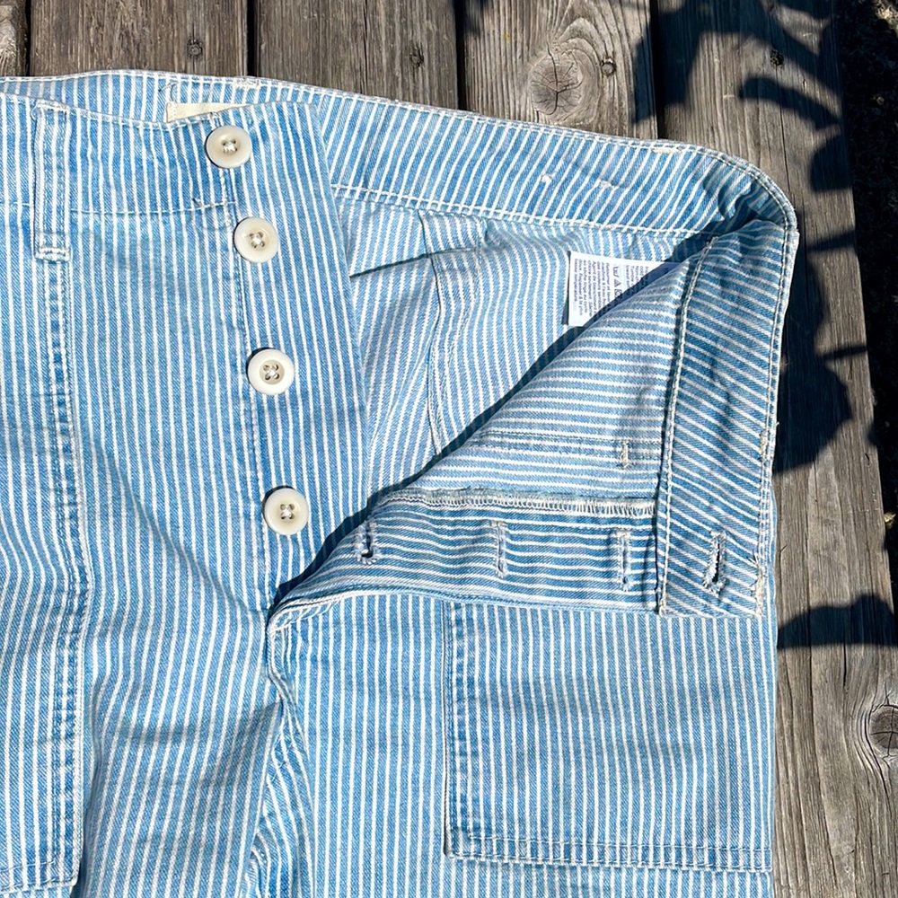 Madewell Griff fatigue pants in indigo railroad stripe